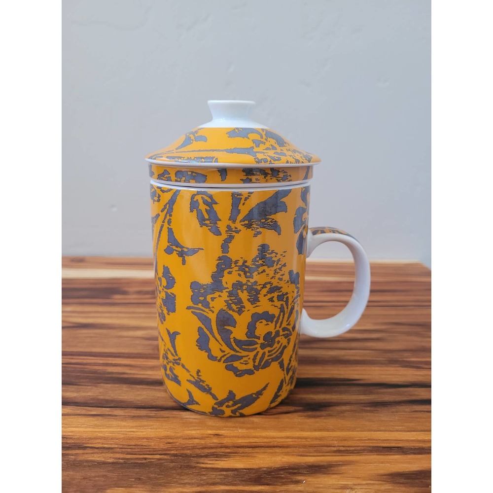 Ceramic Tea Mug with Infuser & Lid Orange | Cost Plus World Market